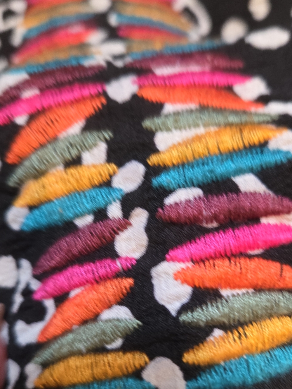 THML Black/White Design Print Tank Top with Multi-Color Embroidered Accents - Picture 6 of 12